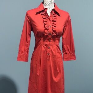 Banana Republic Ruffle Front Button Midi Dress NWT Sz 2